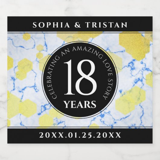 18エレガント周年記念結婚会 スパークリングワインラベル (シングルラベル)