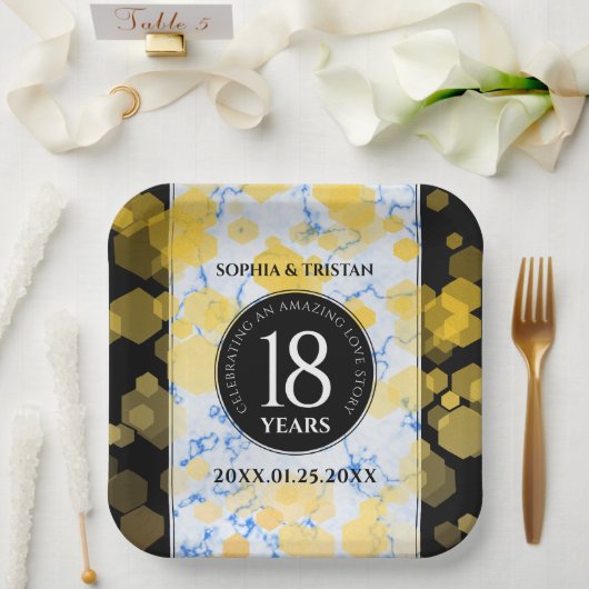 18エレガント周年記念結婚会 ペーパープレート (ウェディング)