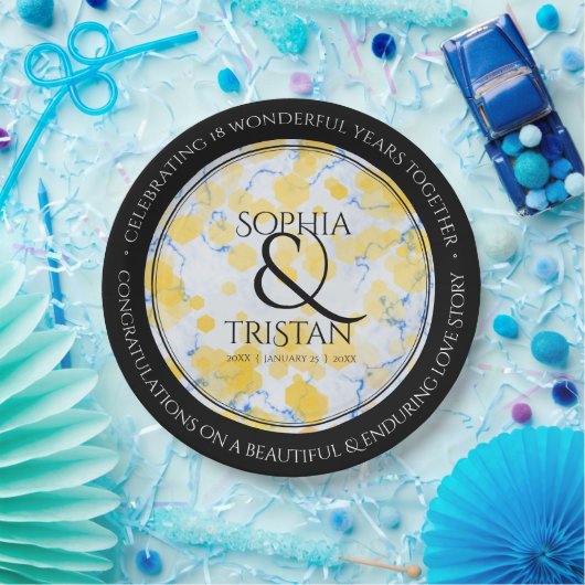 18エレガント周年記念結婚会 ペーパープレート (パーティー)