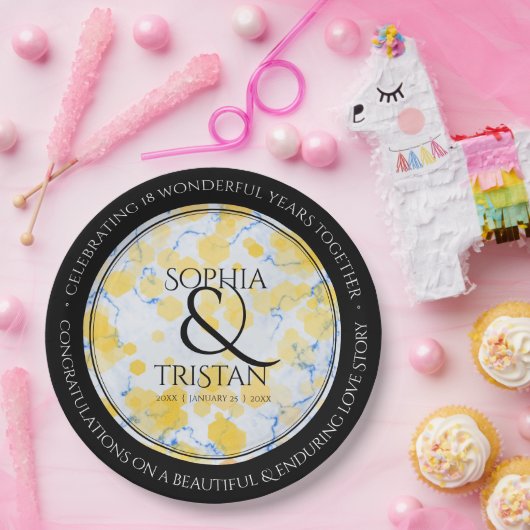 18エレガント周年記念結婚会 ペーパープレート (パーティー)