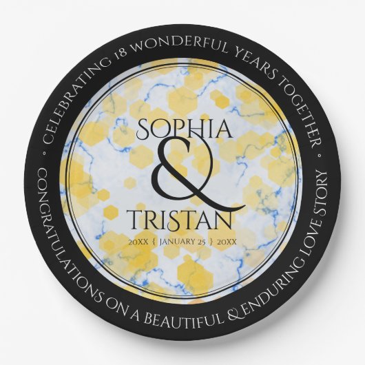 18エレガント周年記念結婚会 ペーパープレート (正面)