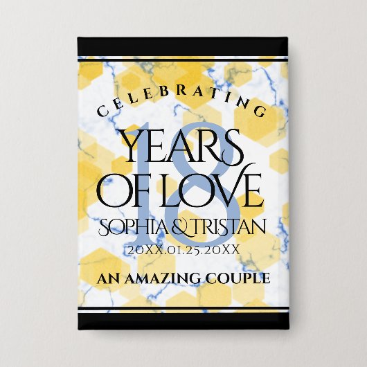 18エレガント周年記念結婚会 缶バッジ (正面)