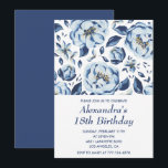 18エレガント歳の誕生日招待状フローラヴィンテージ 招待状<br><div class="desc">18エレガント歳の誕生日招待状フローラヴィンテージ青い素朴な水色</div>