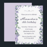 18エレガント歳の誕生日招待状フローラ枠 招待状<br><div class="desc">18エレガント歳の誕生日招待状紫色の花フレームヴィンテージ</div>
