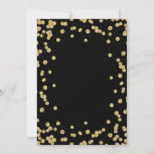 18エレガント番目誕生日金ゴールドグリッター紙吹雪ブラック 招待状 (裏面)