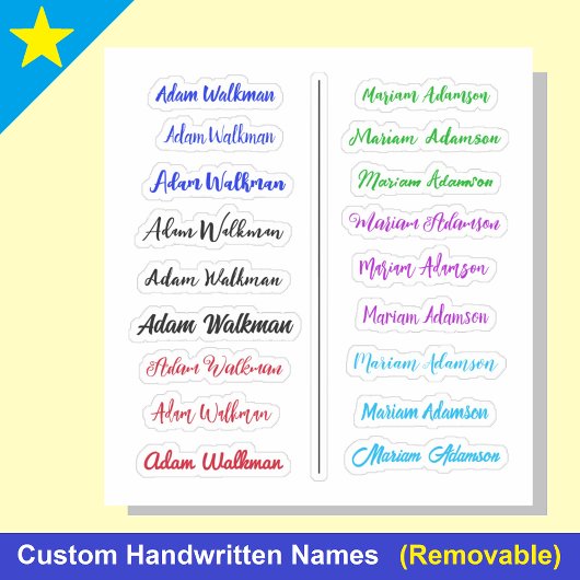 18カラフルラベル、手書きスクリプト名シール シール