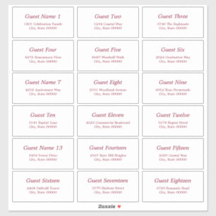 18ゲスト住所 シールホワイトブルガンディーステッカー シール