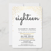18スタイリッシュ歳の誕生日パーティー招待状金ゴールド紙吹雪 招待状 (正面)