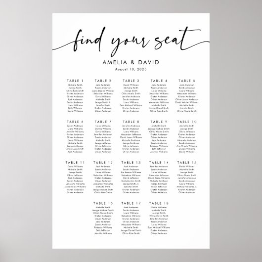 18テーブル席の座席表 ポスター (正面)