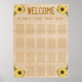 18テーブル座席図ひまわり素朴の木 ポスター