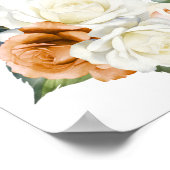 18テーブル焼けオレンジ色の白いフローラシーティングチャート ポスター (角)