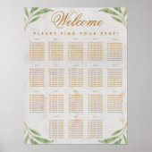18テーブル 席配置図 グリーンと植物  ポスター (正面)