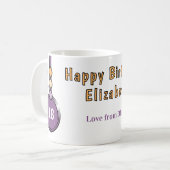 18ハッピーバースデー名purple orange コーヒーマグカップ (正面左)
