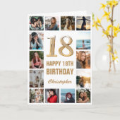 18ハッピーバースデー金ゴールドとホワイトフォトコラージュ カード (黄色い花)