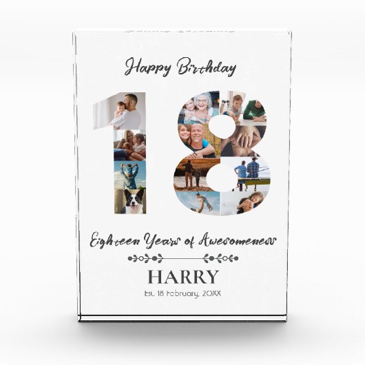 18パーソナライズされた番目の誕生日フォトブロック フォトブロック (正面)