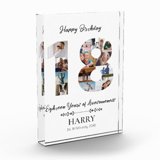 18パーソナライズされた番目の誕生日フォトブロック フォトブロック (左)