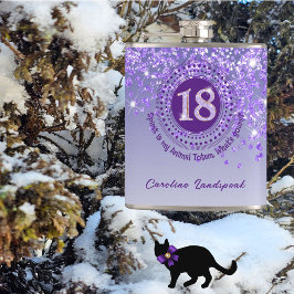 18パープルグリッター&ドリンク引用文 フラスク