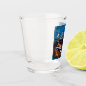 18ヒューストン・スカイラインと高速道路のホイーラートラック ショットグラス (左)