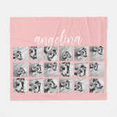 18フォトコラージスクリプト文字パステルピーチ フリースブランケット (正面(横))