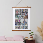 18フォトコラージモンタージュと文字 – ホワイト編集可能 吊り下げ型タペストリー (寝室)