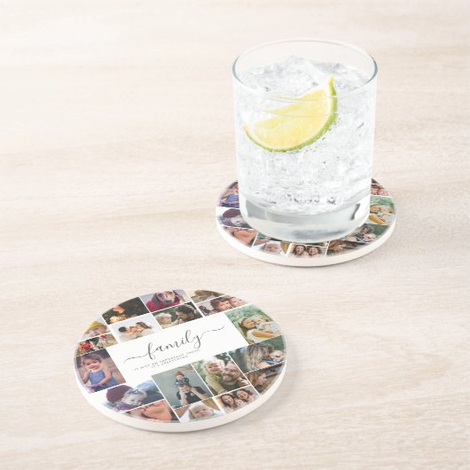 18フォトコラージュかわいい家族ラブメモリ コースター (側面)