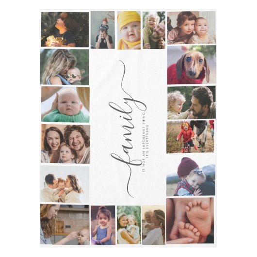 18フォトコラージュかわいい家族ラブメモリ テーブルクロス (正面)