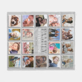 18フォトコラージュの家族の名前グレー フリースブランケット (正面(横))