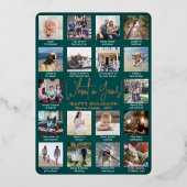 18フォトコラージュティール（緑がかった色）なんて年だ！スクリプトモダン 箔シーズンカード (正面)