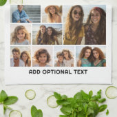 18フォトコラージュ – カスタム文字 – 白黒 キッチンタオル (折り畳み)