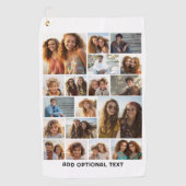 18フォトコラージュ – カスタム文字 – 白黒 ゴルフタオル (正面)