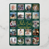 18フォトコラージュ&キャプショングリーンなんと一年！ 箔シーズンカード (正面)