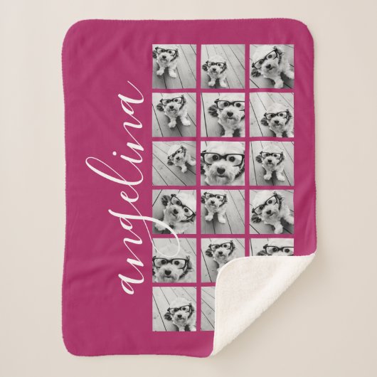 18フォトコラージュ – 背景色を編集できる シェルパブランケット (正面)