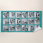 18フォトコラージュ – 背景色を編集できる ビーチタオル (正面)