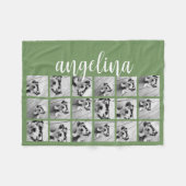 18フォトコラージュ – 背景色を編集できる フリースブランケット (正面(横))