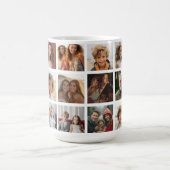 18フォトコラージンググリッド – 家族と友人のギャラリー コーヒーマグカップ (中央)