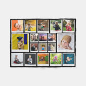 18フォトパーソナライズされたコラージュモダントレンディーブラック フリースブランケット (正面(横))