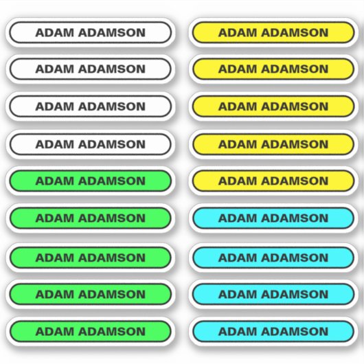 18フルネームスリップまたは滑ることラベル – 学生シール シール (正面)