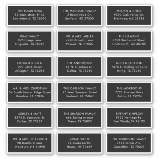 18ブラックゲスト受信者の名前アドレス配送料 シール (正面)