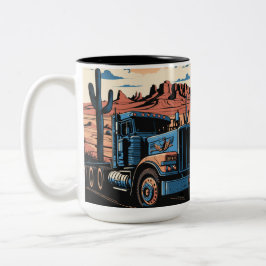 18ホイーラーシミトラクタートレーラートラックパーソナライズされた ツートーンマグカップ