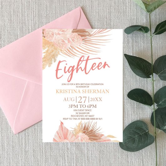18ボホピンクフローラ18thバースデーパーティー 招待状