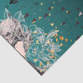 18ポンドティッシュペーパーダークティール（緑がかった色）オンブレフローラデコパージ 薄葉紙 (詳細)