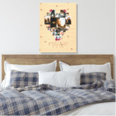 18モダンハート型フォトコラージュ キャンバスプリント (インサイチュ (寝室))