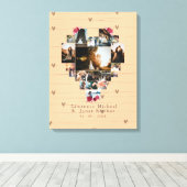 18モダンハート型フォトコラージュ キャンバスプリント (インサイチュ (ウッドフロア))