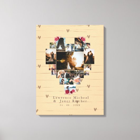 18モダンハート型フォトコラージュ キャンバスプリント (正面)