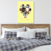 18モダンハート型フォトコラージュ キャンバスプリント (インサイチュ (寝室))