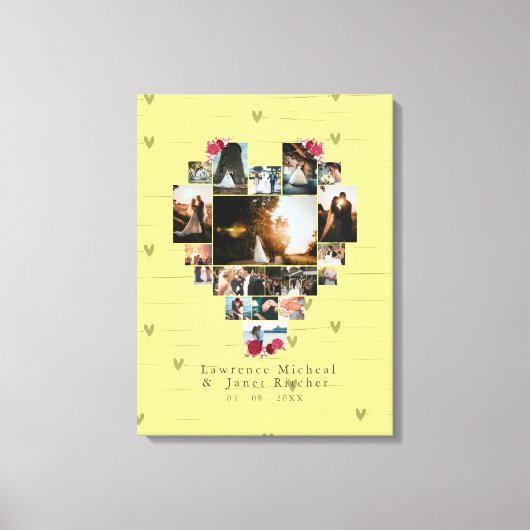 18モダンハート型フォトコラージュ キャンバスプリント (正面)