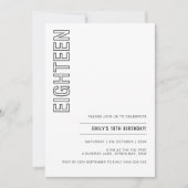 18モダン歳の誕生日パーティーの招待状 招待状 (正面)