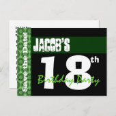 18モダン誕生日日付を保存するGreen Black V9A 案内ポストカード (正面/裏面)