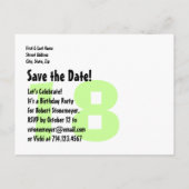 18モダン誕生日日付を保存するGreen Black V9A 案内ポストカード (裏面)