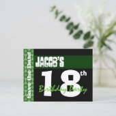 18モダン誕生日日付を保存するGreen Black V9A 案内ポストカード (スタンド正面)